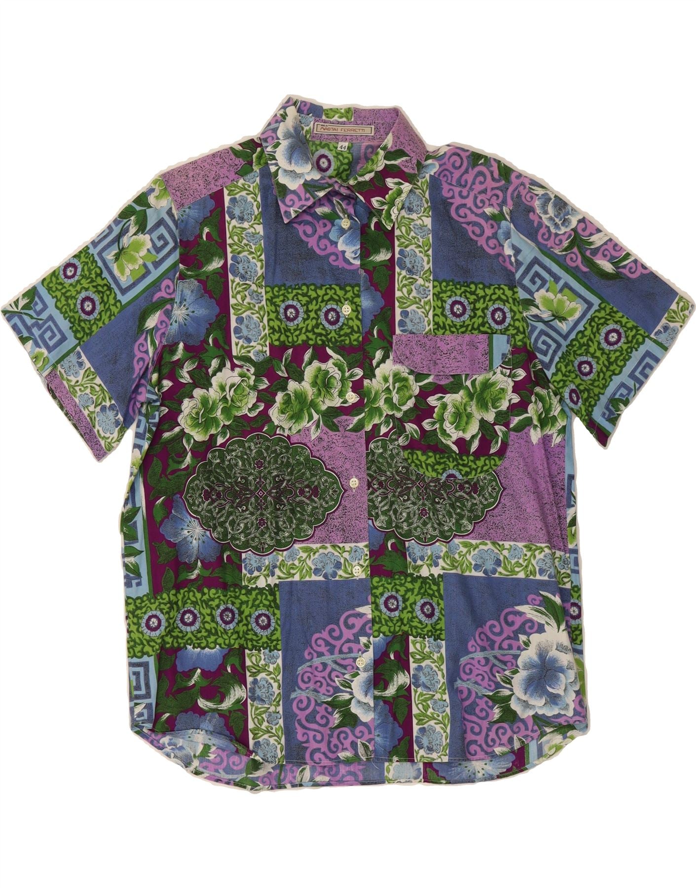 MASTAI FERRETTI Camicia da donna a maniche corte EU 44 XL Multicolore  Floreale
