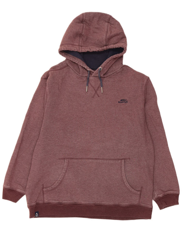 WEIRD FISH Mens Graphic Hoodie Jumper XL Burgundy Cotton