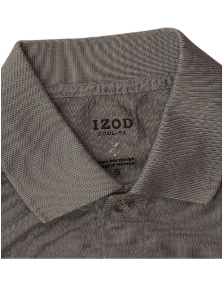 Izod Mens Polo Shirt Small Grey Polyester