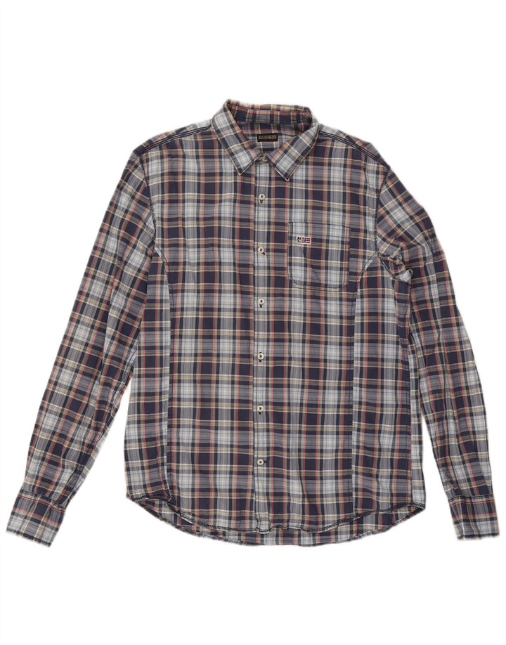 Napapijri Mens Geographic Shirt XL Blue Check Cotton