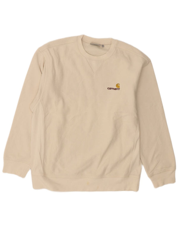 Carhartt Mens Sweatshirt Jumper Large Beige Cotton