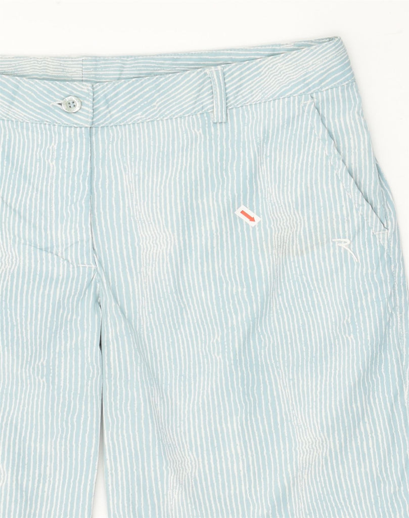 CHERVO Womens Chino Shorts IT 48 XL W36  Blue Pinstripe Polyamide | Vintage Chervo | Thrift | Second-Hand Chervo | Used Clothing | Messina Hembry 