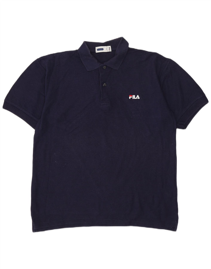 Fila Mens Polo Shirt Medium Navy Blue Cotton