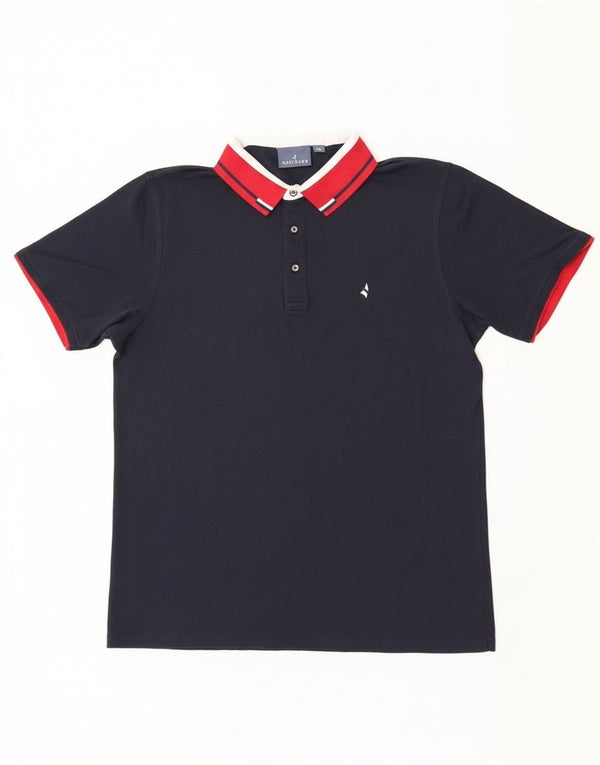 Navigare Mens Polo Shirt XL Navy Blue Cotton