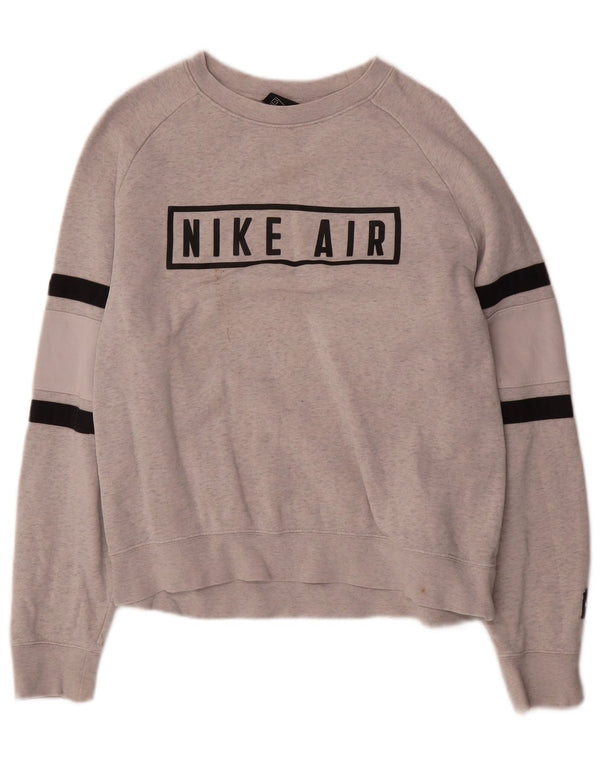 Nike Womens Oversized Sweatshirt Jumper UK 10 Small Grey Flecked Cotton