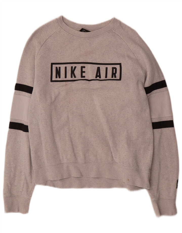 Nike Womens Oversized Sweatshirt Jumper UK 10 Small Grey Flecked Cotton