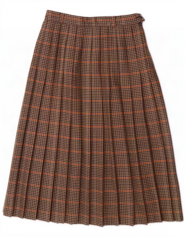 Avoca Womens Pleated Skirt Medium W28 Brown Houndstooth New Wool
