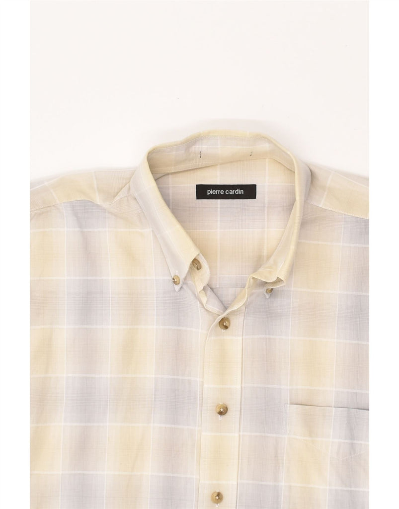 PIERRE CARDIN Mens Short Sleeve Shirt Large Grey Check Cotton | Vintage Pierre Cardin | Thrift | Second-Hand Pierre Cardin | Used Clothing | Messina Hembry 