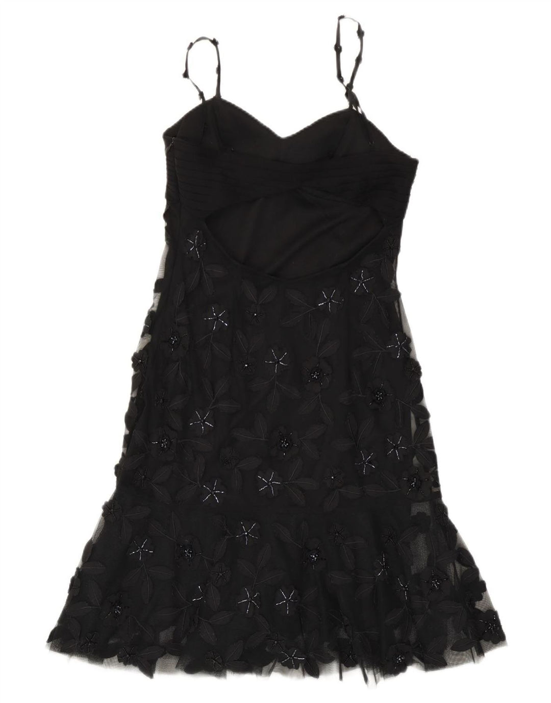 Vintage Womens Slip Dress EU 38 Medium Black Floral Polyester