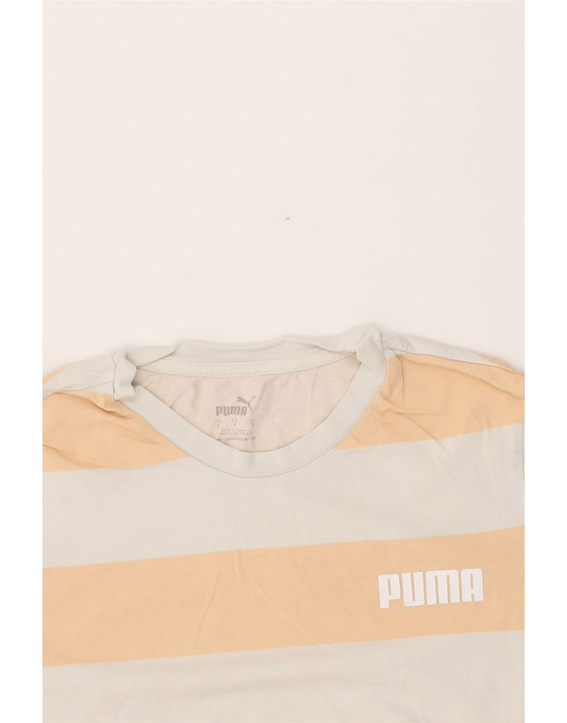 PUMA Mens T-Shirt Top Small Yellow Striped Vintage Puma and Second-Hand Puma from Messina Hembry 