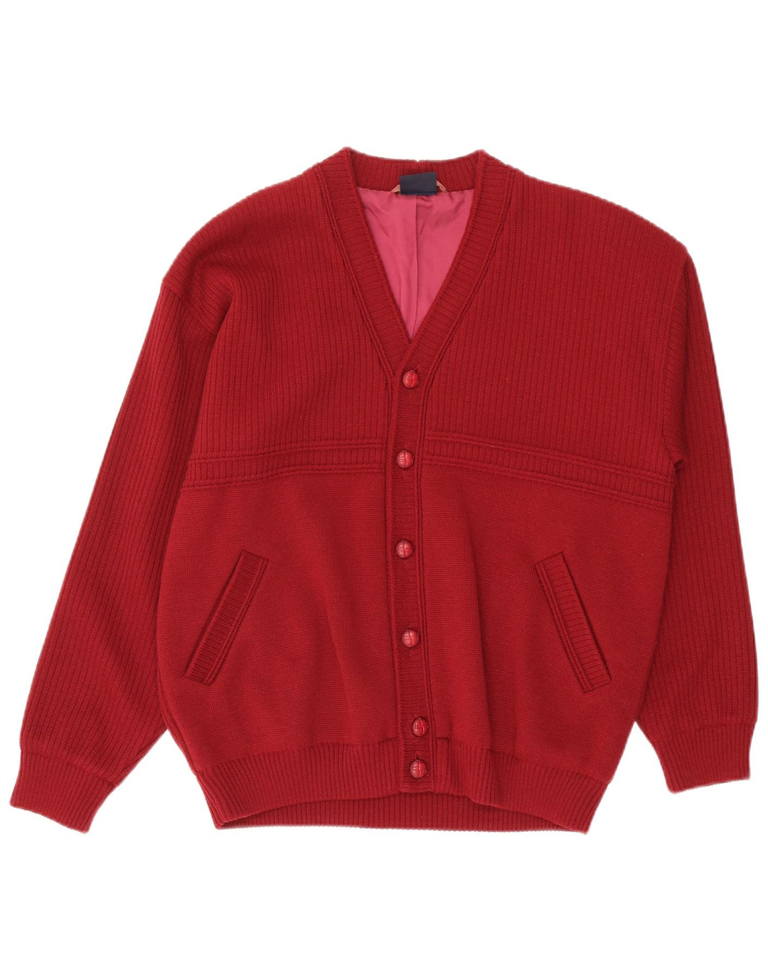 Almira Mens Cardigan Sweater IT 52 Large Red Merino Wool