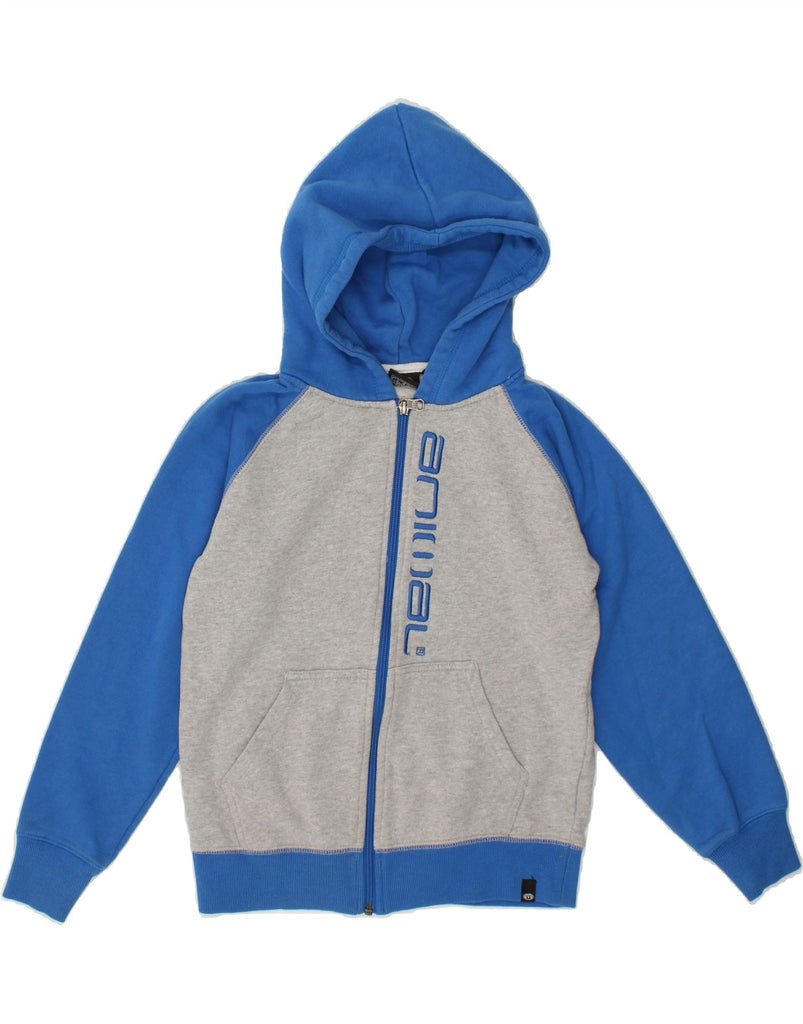 ANIMAL Boys Graphic Zip Hoodie Sweater 9-10 Years Grey Colourblock Cotton Vintage Animal and Second-Hand Animal from Messina Hembry 