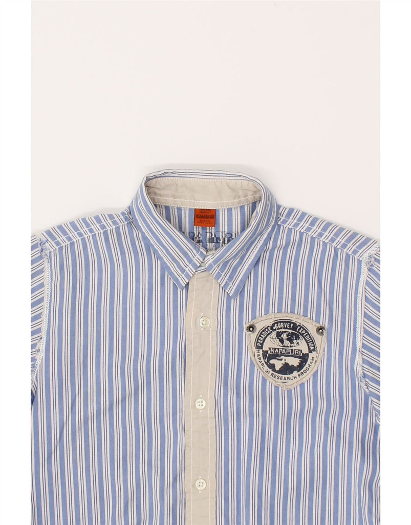 NAPAPIJRI Boys Shirt 5-6 Years Blue Striped Cotton | Vintage Napapijri | Thrift | Second-Hand Napapijri | Used Clothing | Messina Hembry 