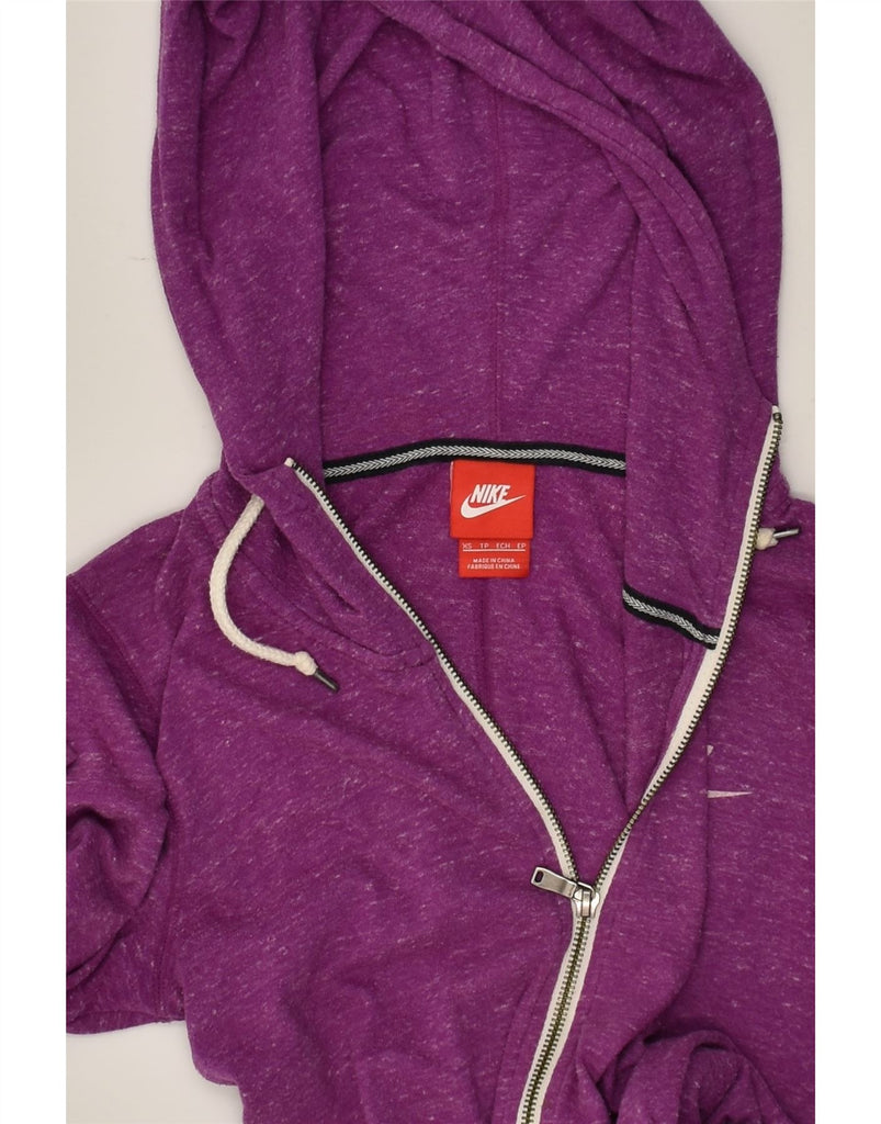 NIKE Womens Zip Hoodie Sweater UK 6 XS Purple Polyester | Vintage Nike | Thrift | Second-Hand Nike | Used Clothing | Messina Hembry 