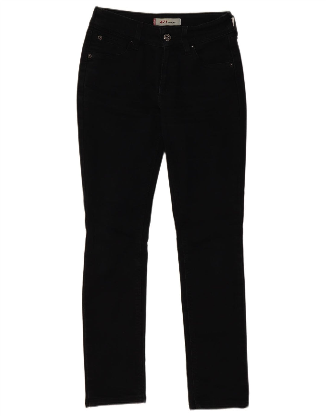 Levi's Womens 471 Slim Jeans W26 L28 Black Cotton