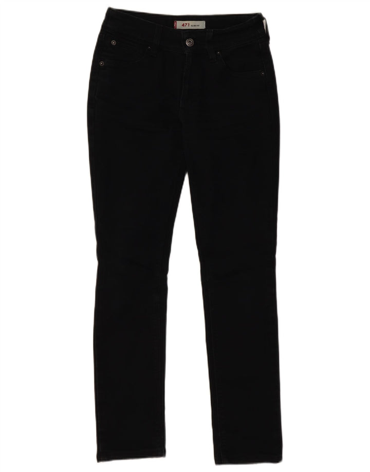 Levi's Womens 471 Slim Jeans W26 L28 Black Cotton