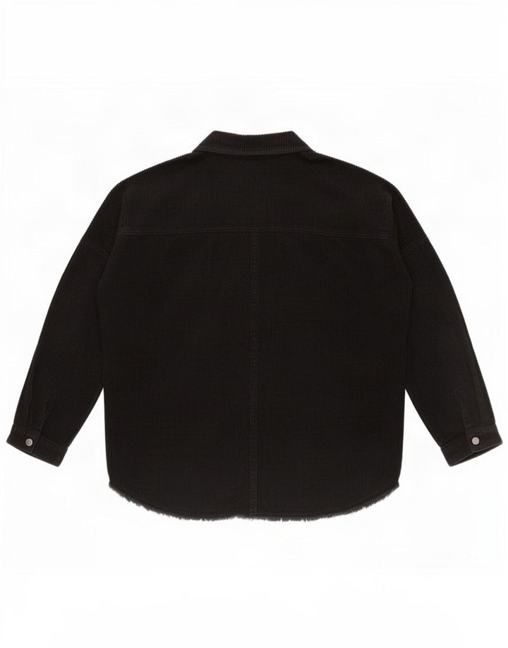 Zara Womens Oversized Corduroy Jacket UK 14 Medium Black Cotton