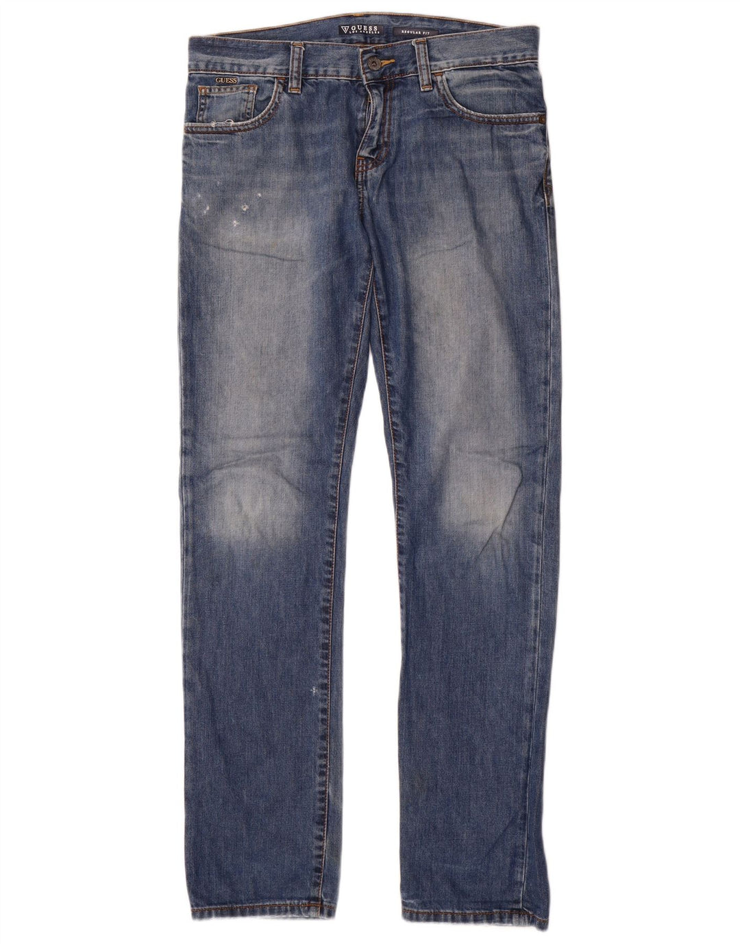 Guess Boys Distressed Regular Fit Straight Jeans 15-16 Years W32 L33 Blue