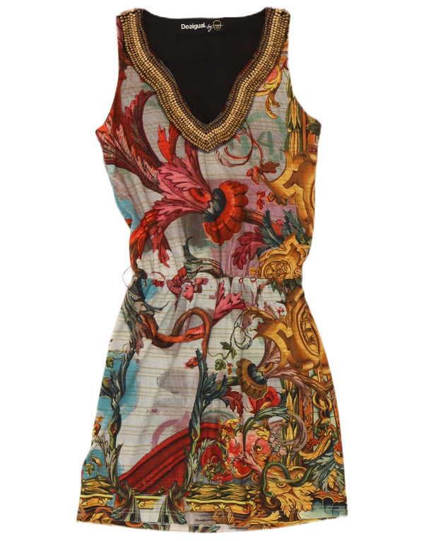 Desigual Womens Sleeveless Basic Dress UK 10 Small Multicoloured Floral