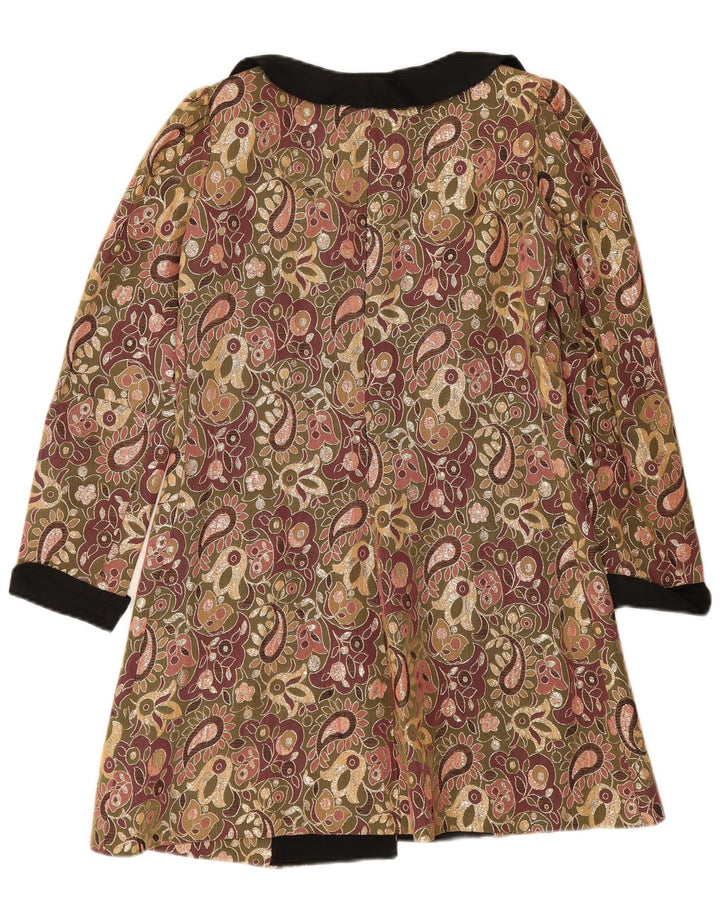 VINTAGE Womens Overcoat UK 12 Medium Multicoloured Floral