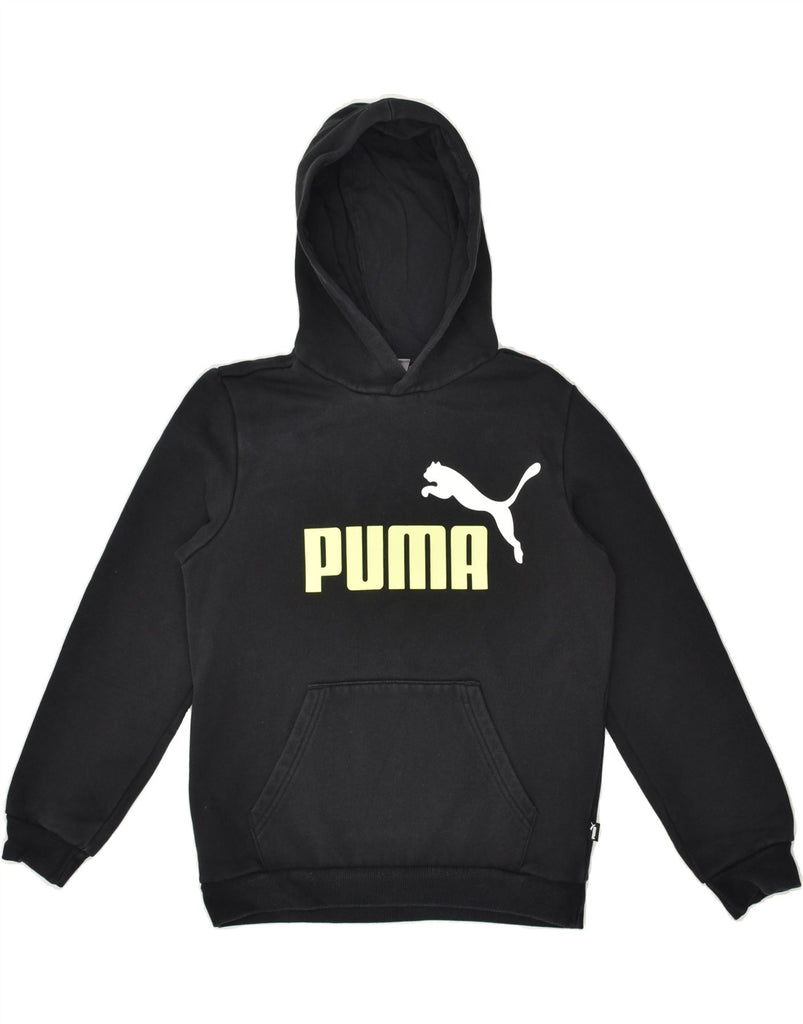 PUMA Boys Graphic Hoodie Jumper 11-12 Years Black Cotton | Vintage Puma | Thrift | Second-Hand Puma | Used Clothing | Messina Hembry 