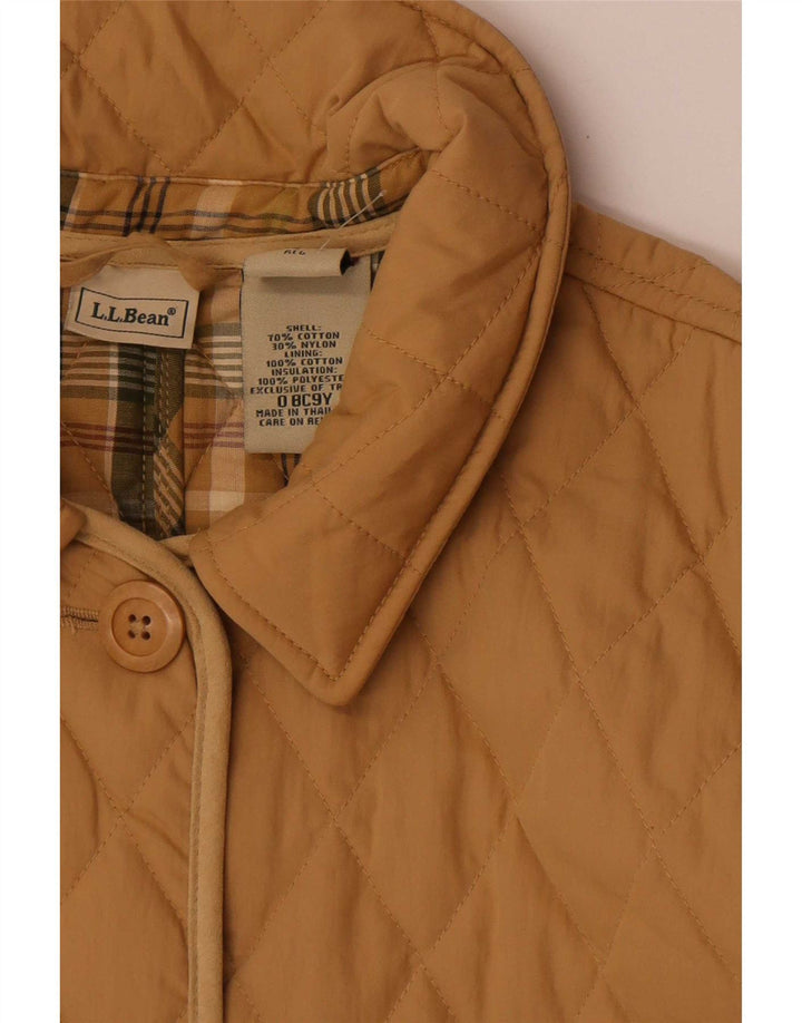 L.L.Bean Womens Quilted Jacket UK 16 Large Beige Cotton