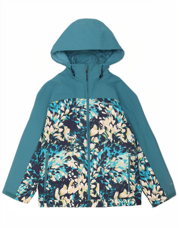 Columbia Womens Hooded Windbreaker Jacket UK 10 Small Blue Floral Polyester