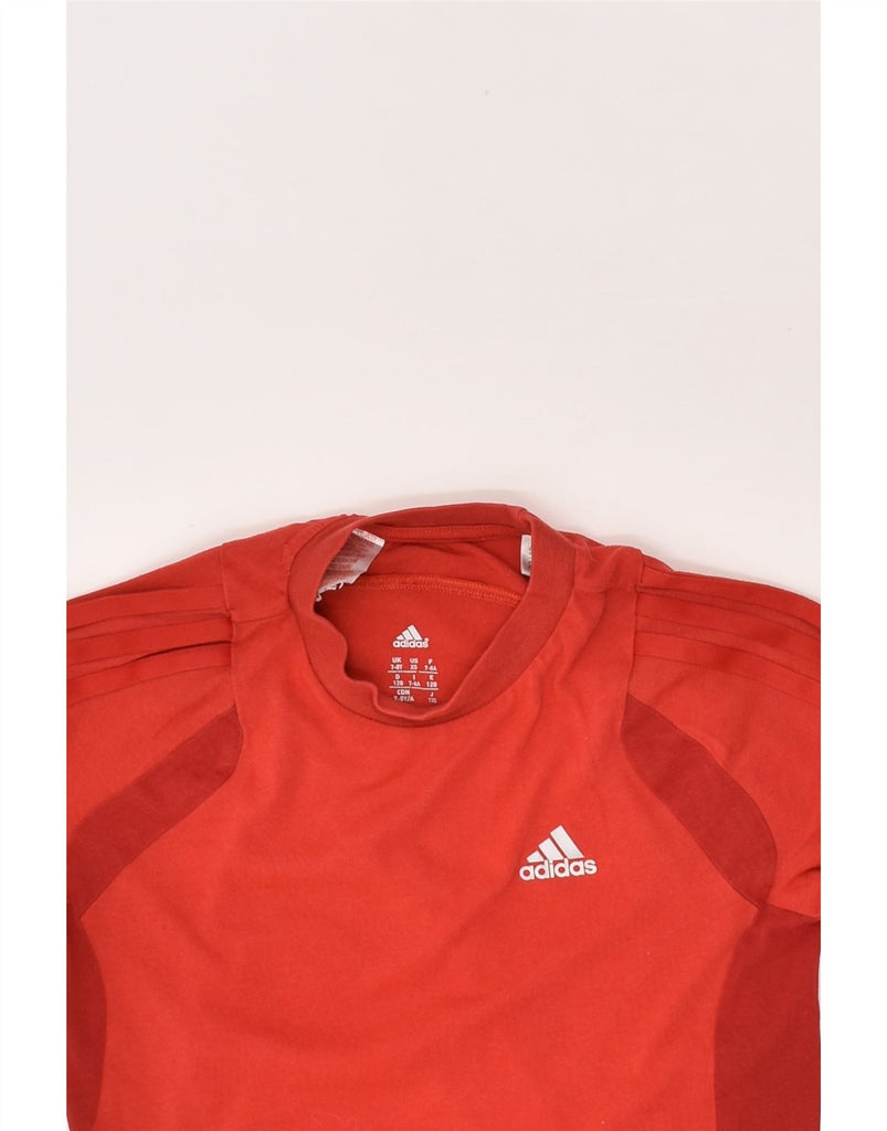 ADIDAS Boys Climalite T-Shirt Top 7-8 Years Red Colourblock Cotton | Vintage Adidas | Thrift | Second-Hand Adidas | Used Clothing | Messina Hembry 