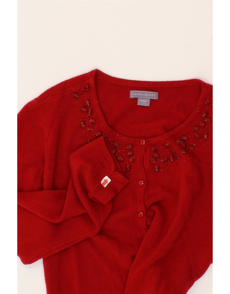LAURA SCOTT Womens Cardigan Sweater UK 16 Large Red Acrylic Vintage Laura Scott and Second-Hand Laura Scott from Messina Hembry 