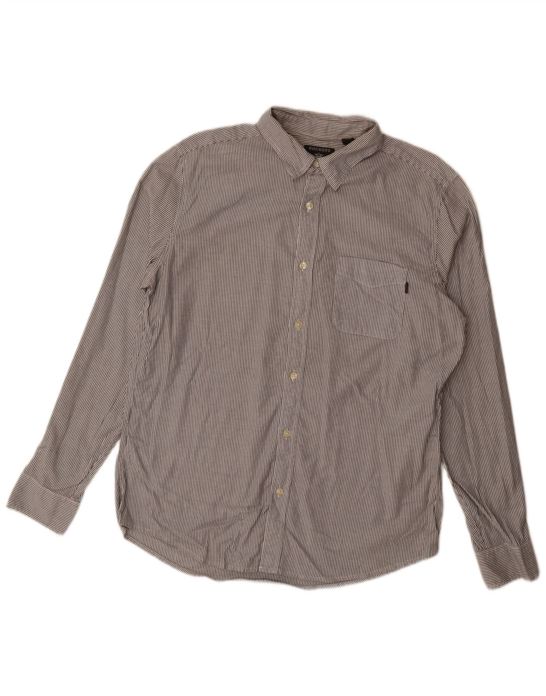 Dockers Mens Slim Shirt Large Grey Pinstripe Cotton