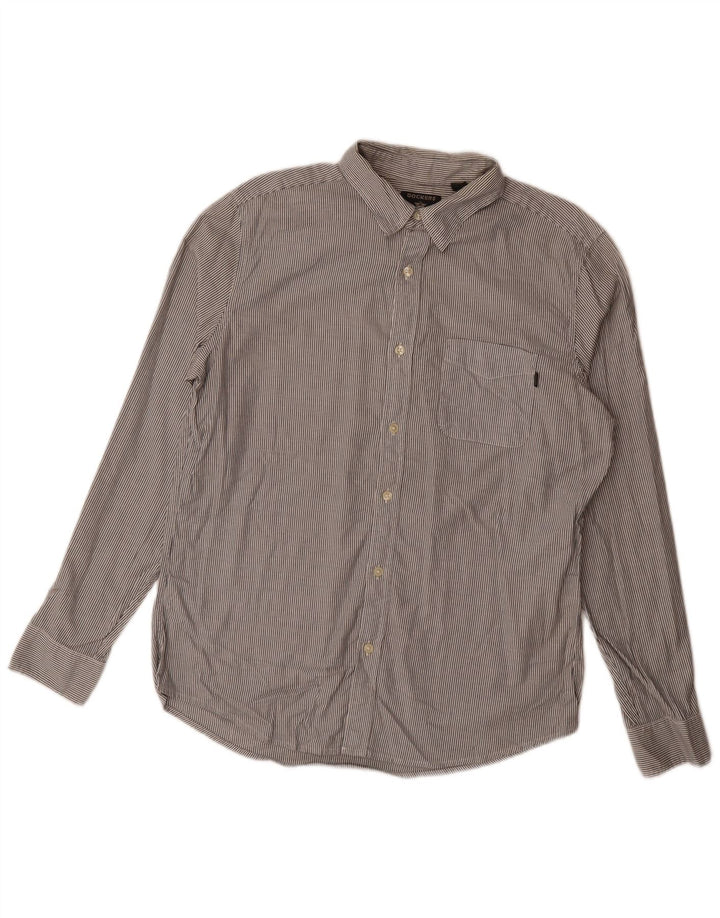 Dockers Mens Slim Shirt Large Grey Pinstripe Cotton