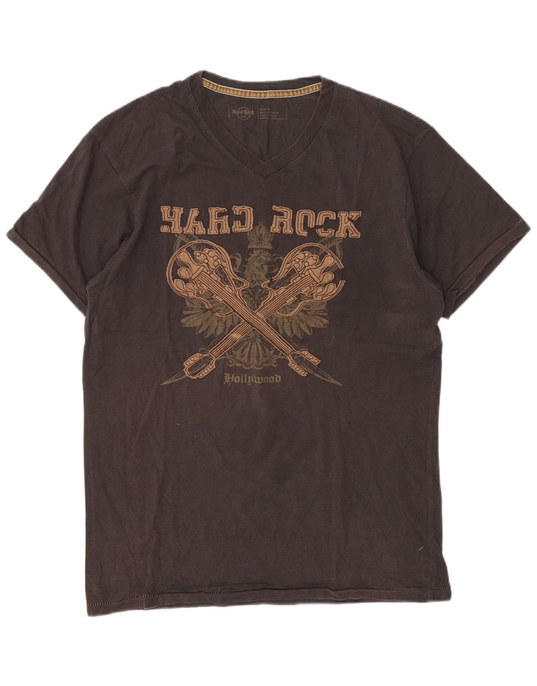 Hard Rock Cafe Mens Hollywood Graphic T-Shirt Top Medium Grey Cotton