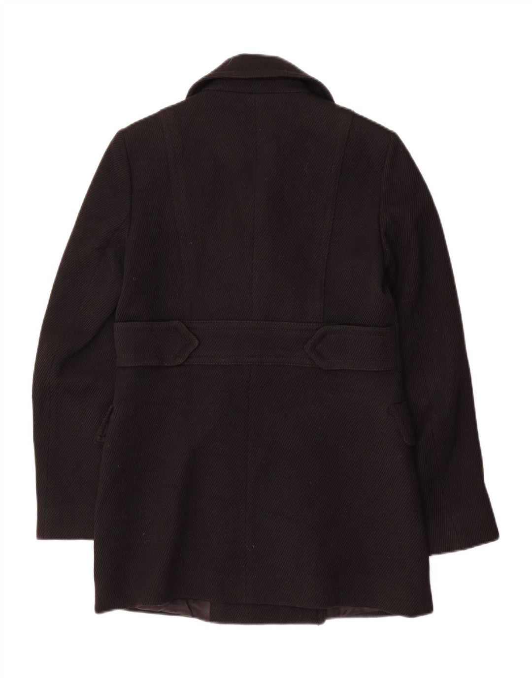 Massimo Dutti Womens Double Breasted Coat EU 38 Small Black Wool