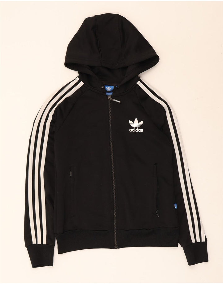 Adidas Girls Zip Hoodie Sweater 7-8 Years Black Polyester