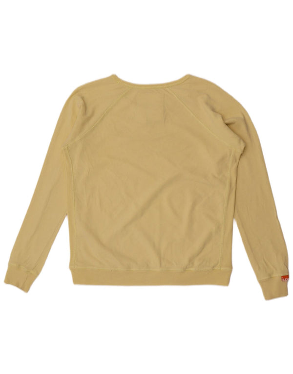 Superdry Womens Boat Neck Jumper Sweater UK 16 Large Yellow Cotton