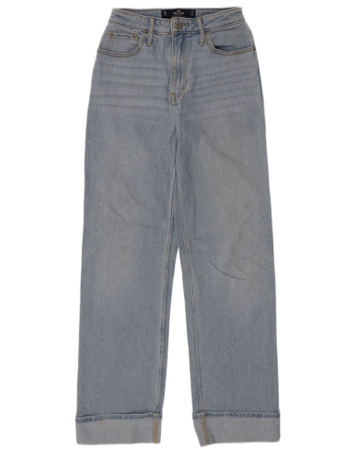 HOLLISTER Womens High Rise Straight Jeans W25 L31  Blue Cotton