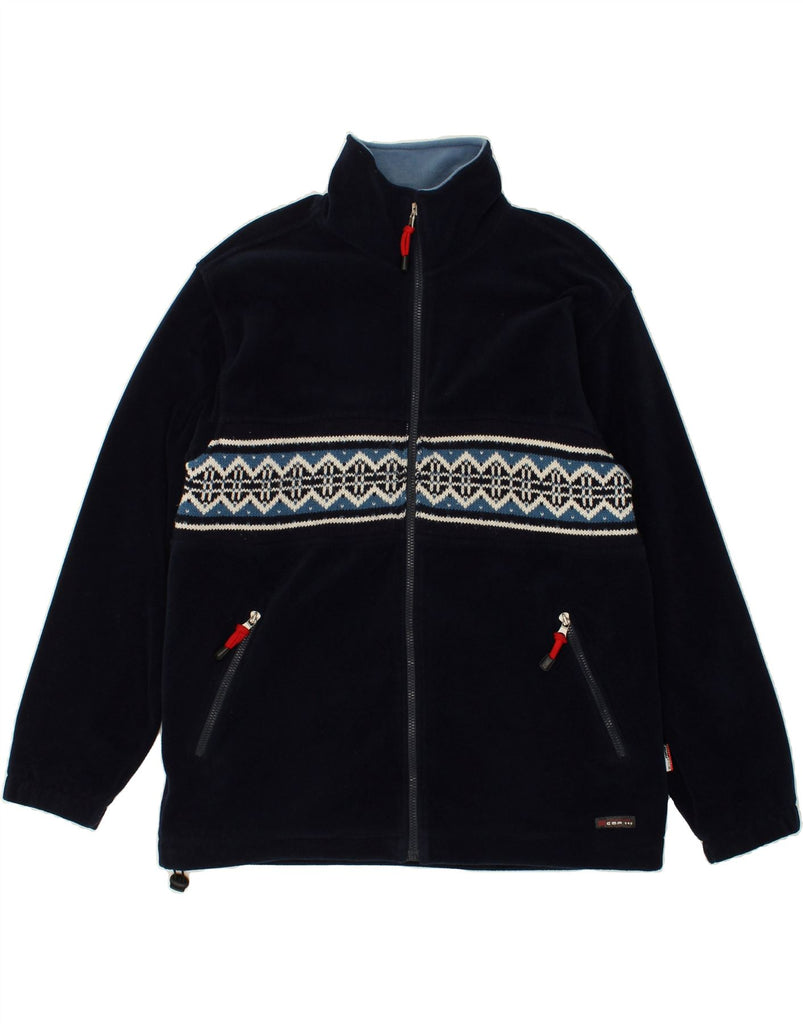 CAMPAGNOLO Mens Bomber Jacket UK 40 Large Navy Blue Fair Isle Polyester | Vintage Campagnolo | Thrift | Second-Hand Campagnolo | Used Clothing | Messina Hembry 