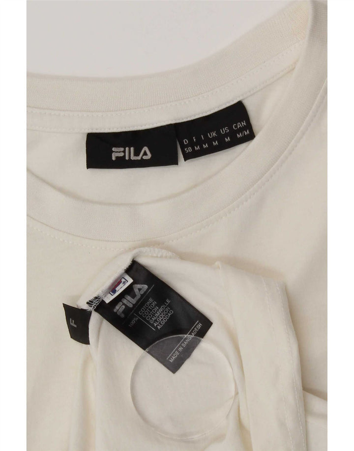 Fila Mens Graphic T-Shirt Top Medium White Cotton