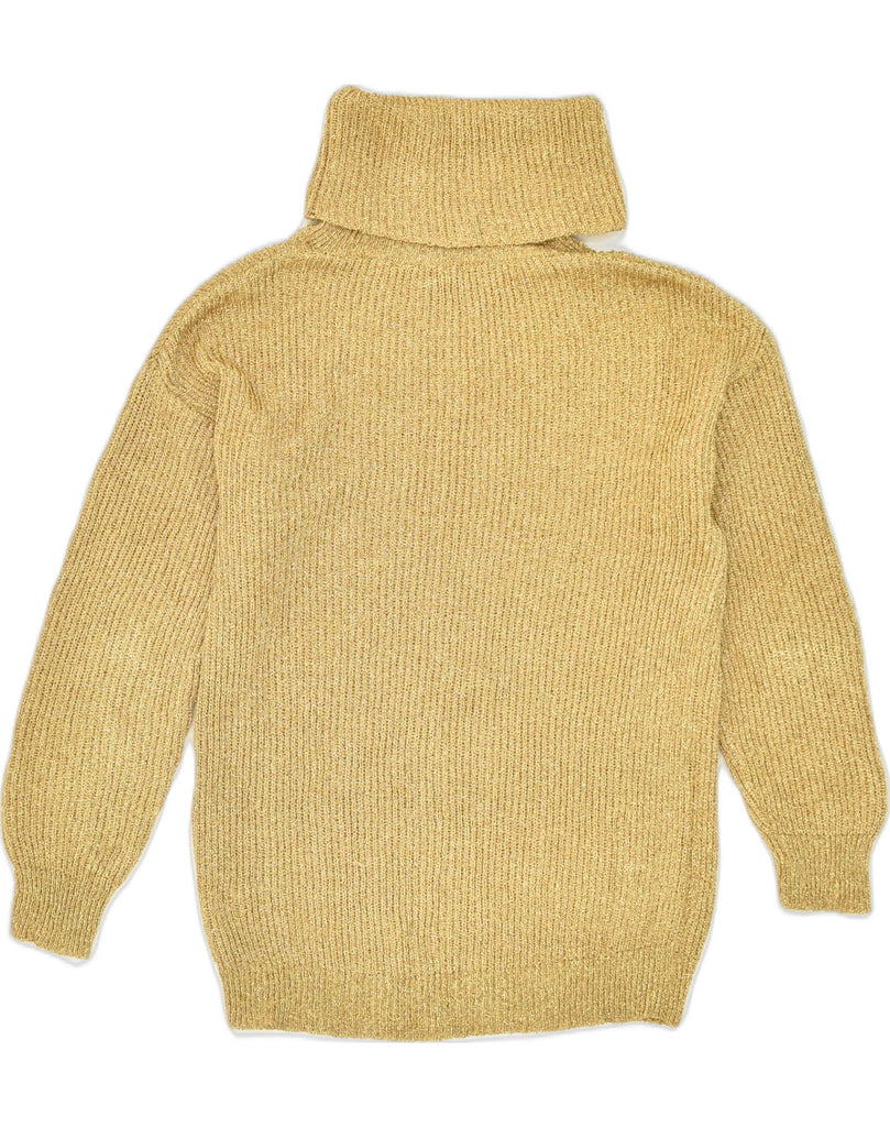 VINTAGE Womens Roll Neck Jumper Sweater UK 12 Medium Yellow Cotton | Vintage Vintage | Thrift | Second-Hand Vintage | Used Clothing | Messina Hembry 