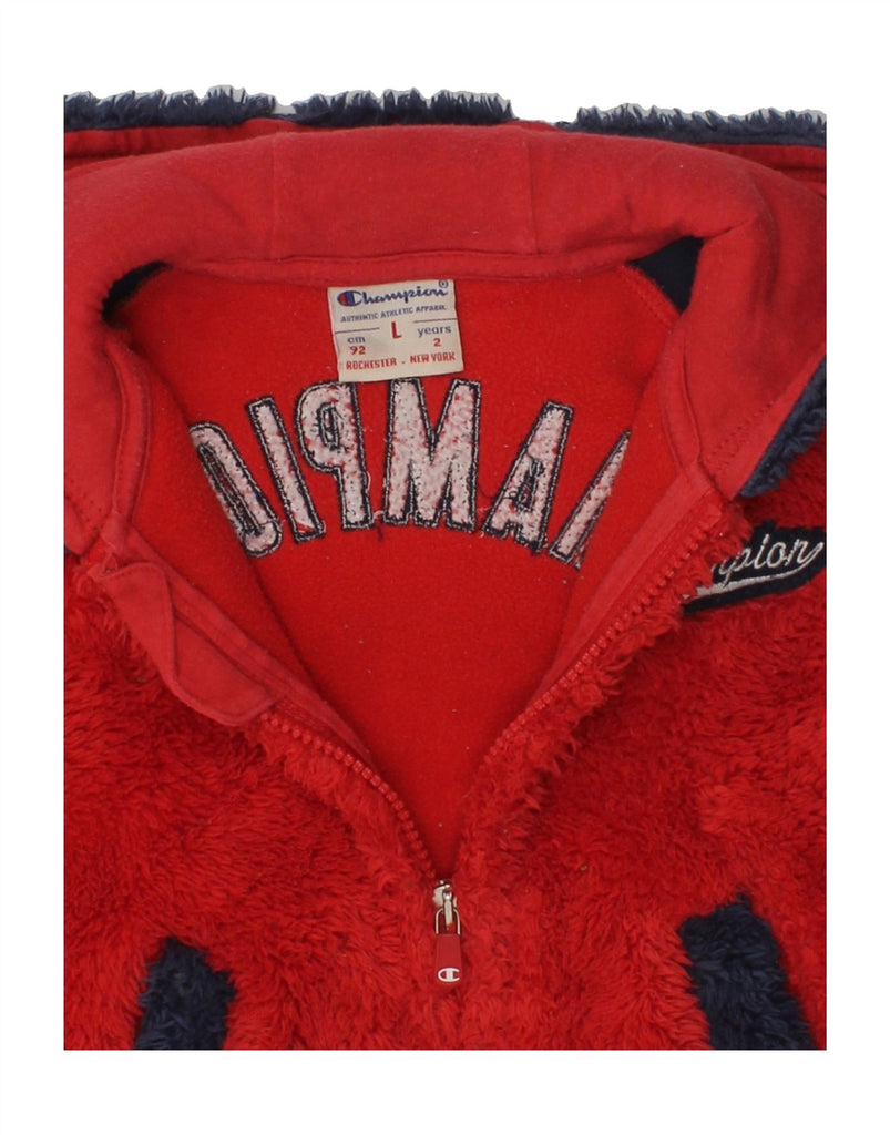 CHAMPION Baby Girls Graphic Hooded Fleece Jacket 18-24 Months Large Red | Vintage Champion | Thrift | Second-Hand Champion | Used Clothing | Messina Hembry 