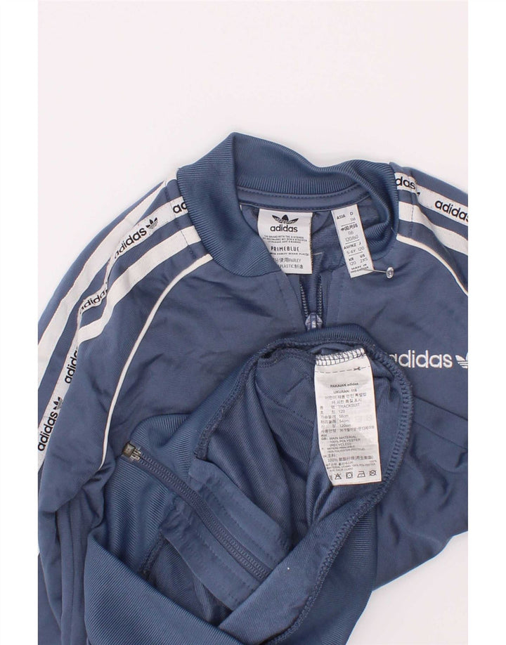 Adidas Boys Graphic Tracksuit Top Jacket 5-6 Years Blue Colourblock