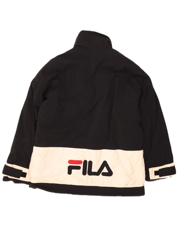 Fila Mens Graphic Padded Jacket UK 38 Medium Black Colourblock Nylon