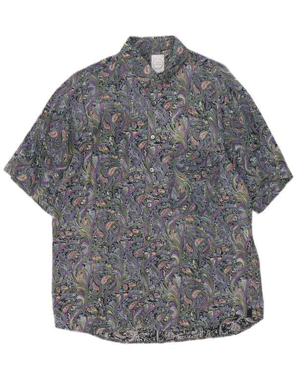 Vintage Mens Short Sleeve Shirt Large Multicoloured Paisley Cotton