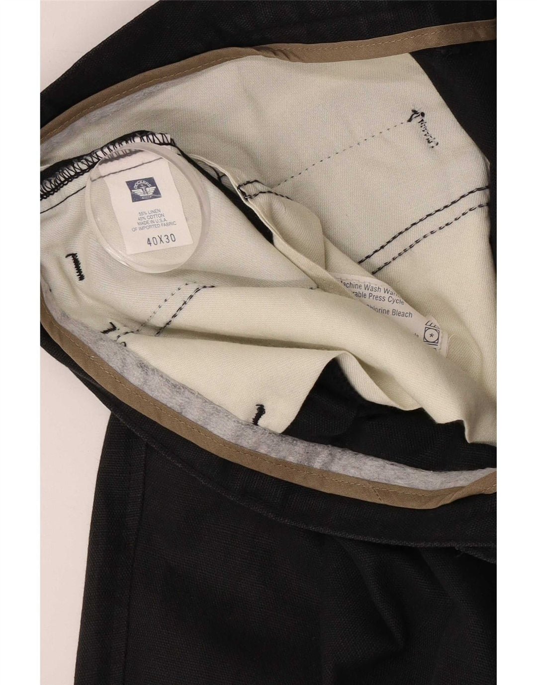 Dockers Mens Pegged Chino Trousers W40 L30 Black Linen