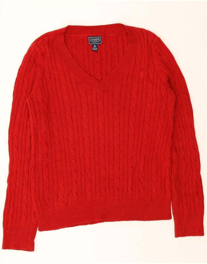 CHAPS Womens Classic V-Neck Jumper Sweater UK 18 XL Red Cotton Vintage Chaps and Second-Hand Chaps from Messina Hembry 