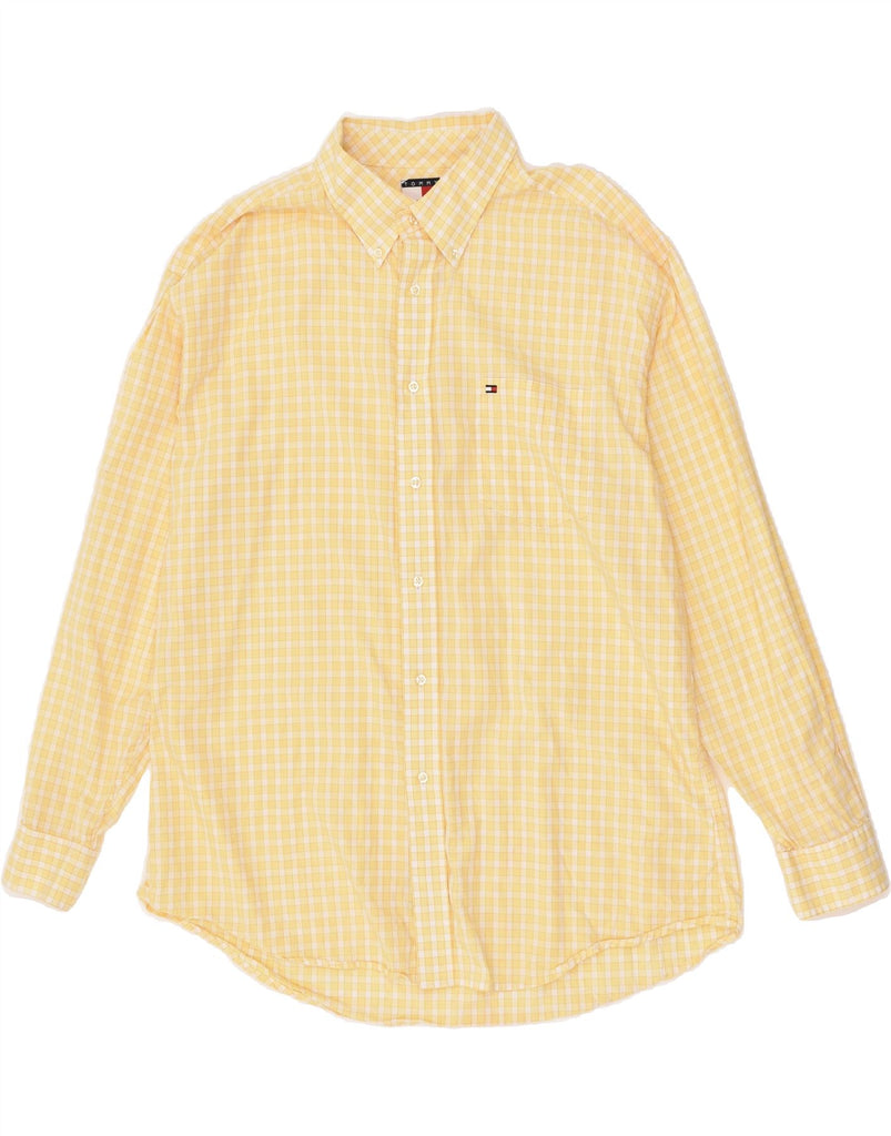 TOMMY HILFIGER Mens Shirt XL Yellow Check Cotton | Vintage Tommy Hilfiger | Thrift | Second-Hand Tommy Hilfiger | Used Clothing | Messina Hembry 