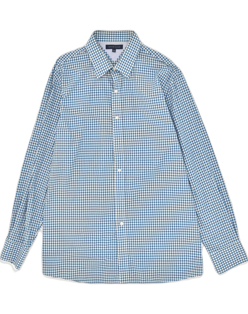 TOMMY HILFIGER Mens Shirt Size 17 1/2 XL Blue Check Cotton | Vintage Tommy Hilfiger | Thrift | Second-Hand Tommy Hilfiger | Used Clothing | Messina Hembry 