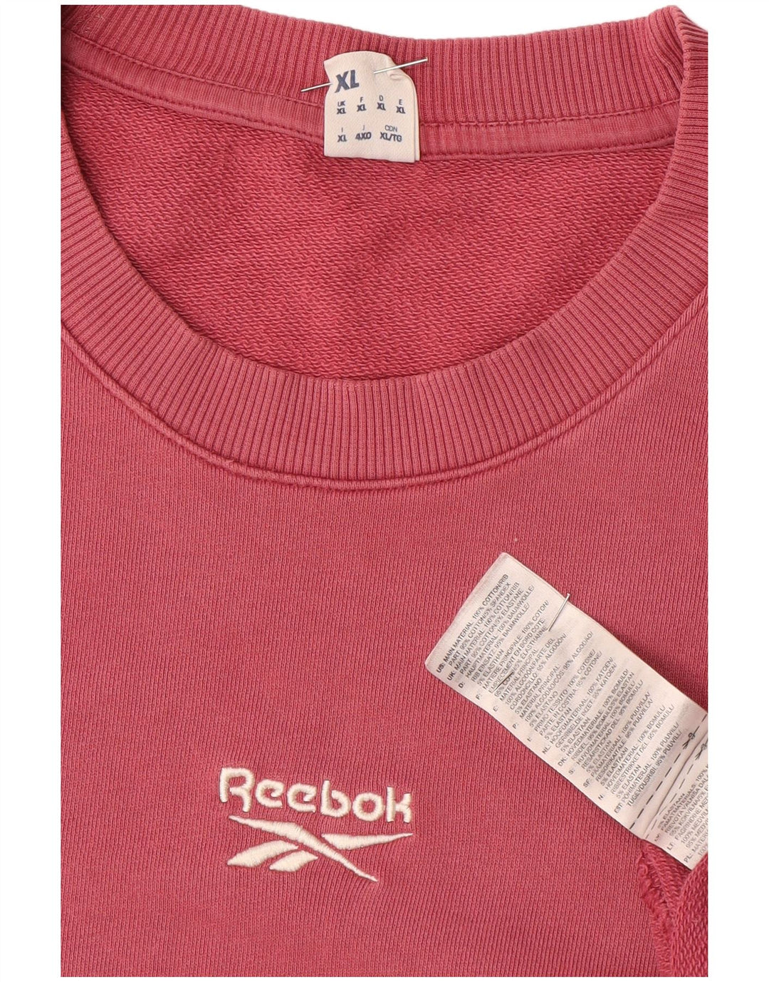 Reebok Mens Loose Fit Sweatshirt Jumper XL Pink Cotton