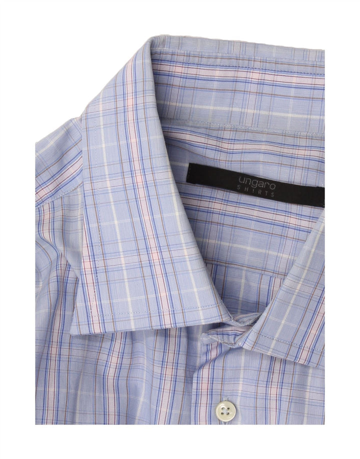 UNGARO Mens Shirt Large Blue Check Vintage Ungaro and Second-Hand Ungaro from Messina Hembry 