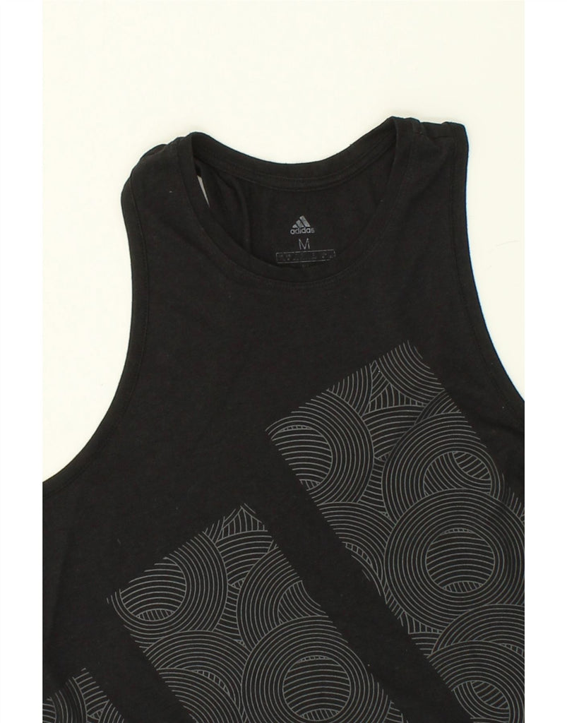 ADIDAS Womens Climalite Graphic Vest Top UK 12 Medium Black Cotton | Vintage Adidas | Thrift | Second-Hand Adidas | Used Clothing | Messina Hembry 